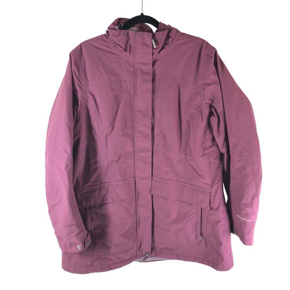 Eddie Bauer Womens Water Resistant Jacket Nylon Softshell Pockets Purple XL